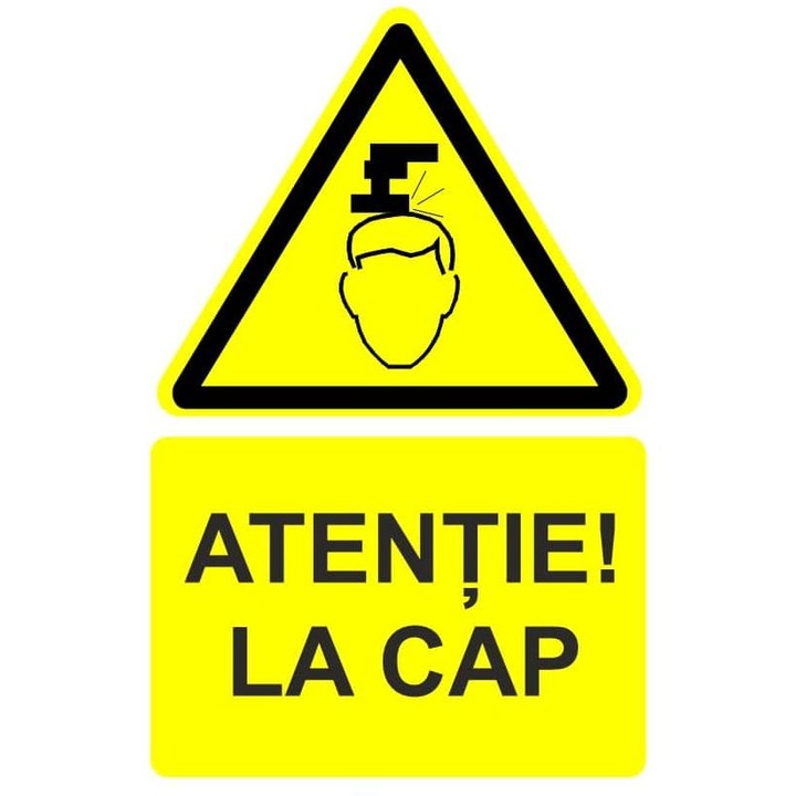 Indicator Atentie la cap indicator de avertizare, Sticker autocolant, Cri-Flo, Dimensiune A5 21x15 cm