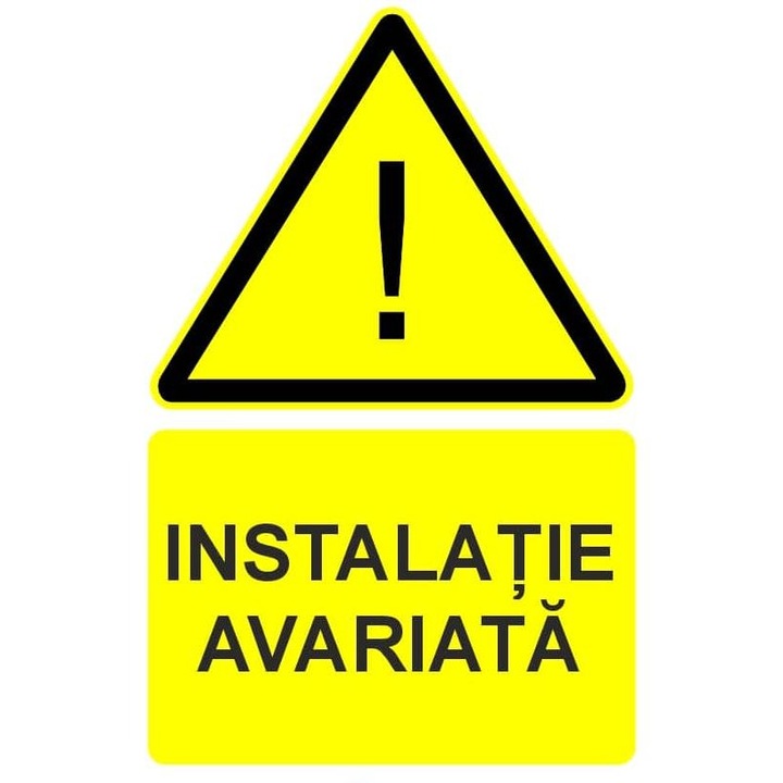 Indicator instalatie avariata indicator de avertizare, Sticker autocolant, Cri-Flo, Dimensiune A5 21x15 cm