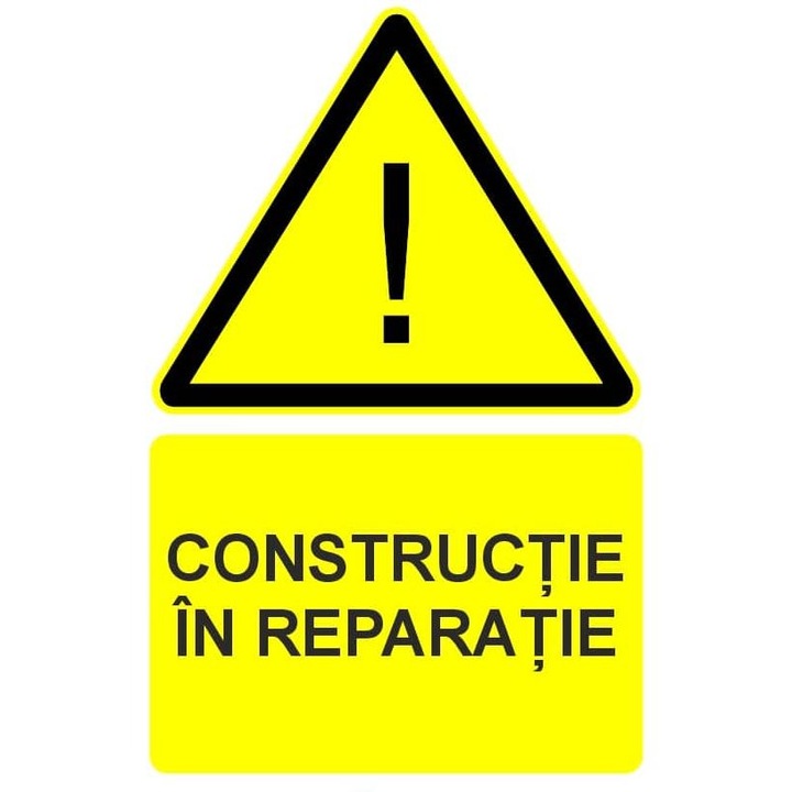 Indicator Constructie in reparatie indicator de avertizare, Sticker autocolant, Cri-Flo, Dimensiune A5 21x15 cm