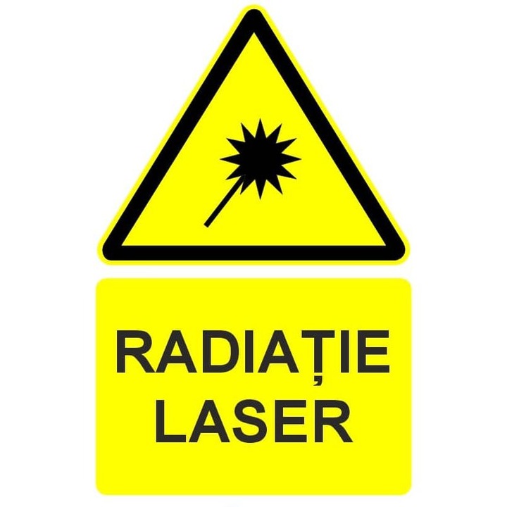 Indicator Radiatie laser indicator de avertizare, Sticker autocolant, Cri-Flo, Dimensiune A5 21x15 cm