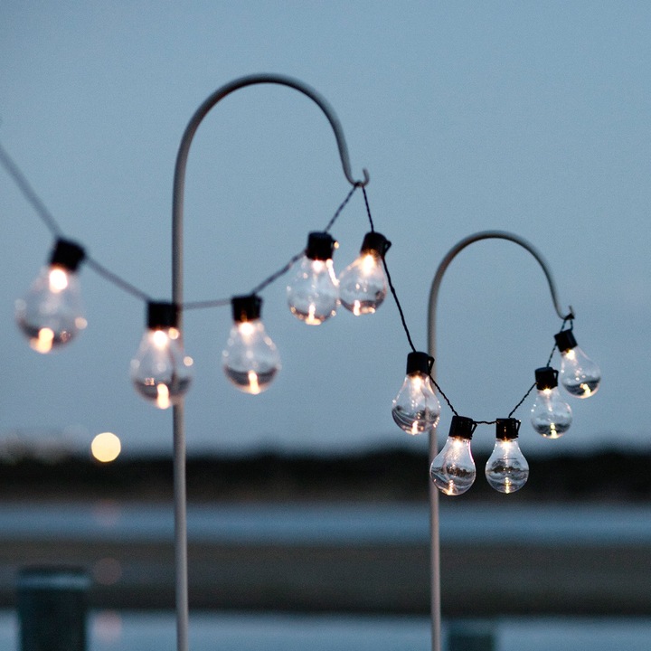 Lights4Fun 10 LED соларна лампа, топло бяла светлина, презареждаща се чрез USB