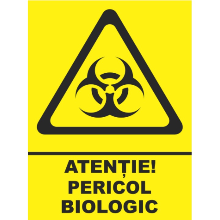 Indicator Atentie pericol biologic, Sticker autocolant, Cri-Flo, Dimensiune A5 21x15 cm
