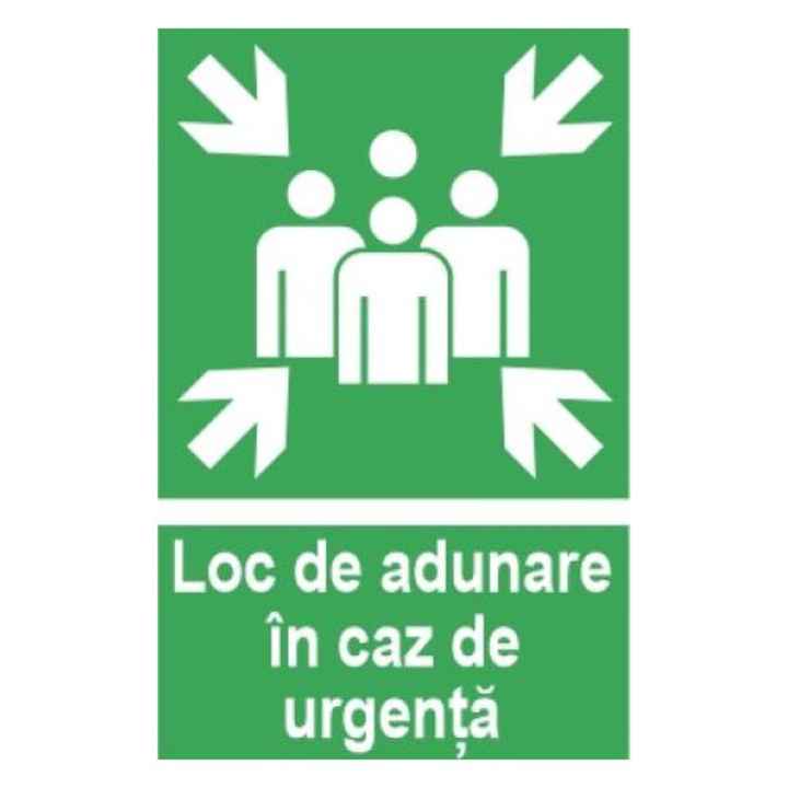Indicator protectia muncii loc de adunare in caz de urgenta, Sticker autocolant, Cri-Flo, Dimensiune A4 21x30 cm