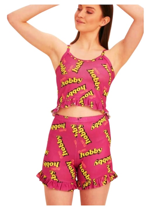 Pijama Femei, Pantaloni Scurti, Maiou, Hobby, Mov/Galben, Galben/Mov