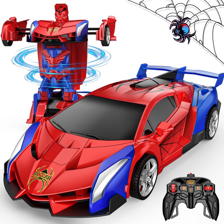 Masina de control remote ATOPDREAM, masina robot transformabila 2 in 1, 2.4GHz, rotire 360°, anvelope de cauciuc, jucarie pentru copii de 3-8 ani