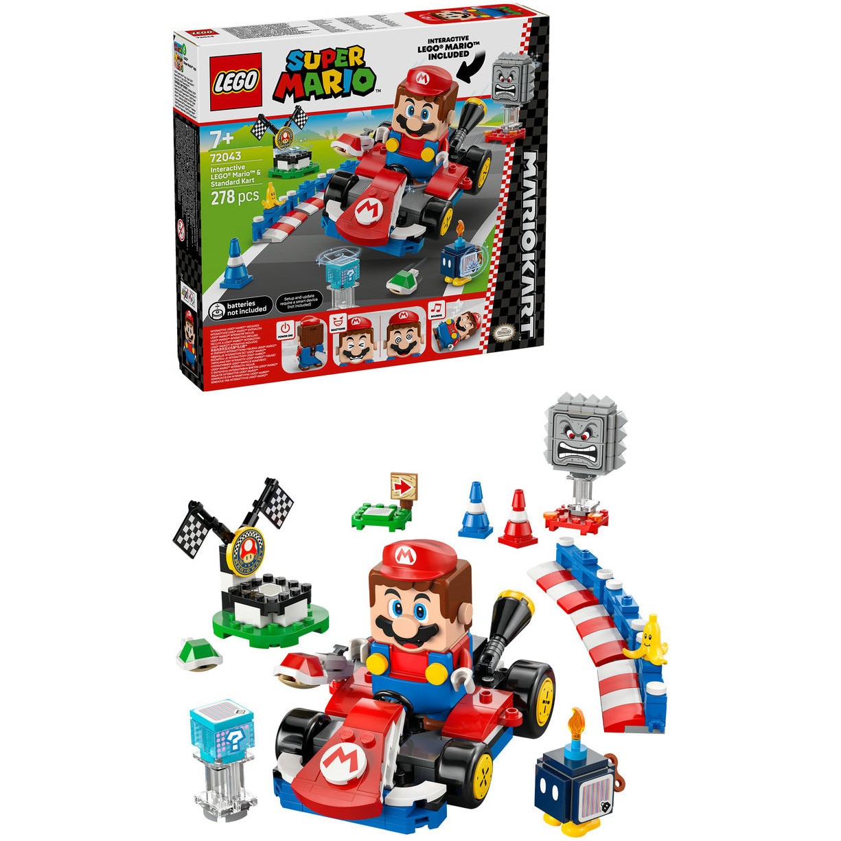 LEGO® Super Mario - Mario Kart™ – LEGO® Mario™ interactiv si Standard Kart 72043, 278 piese