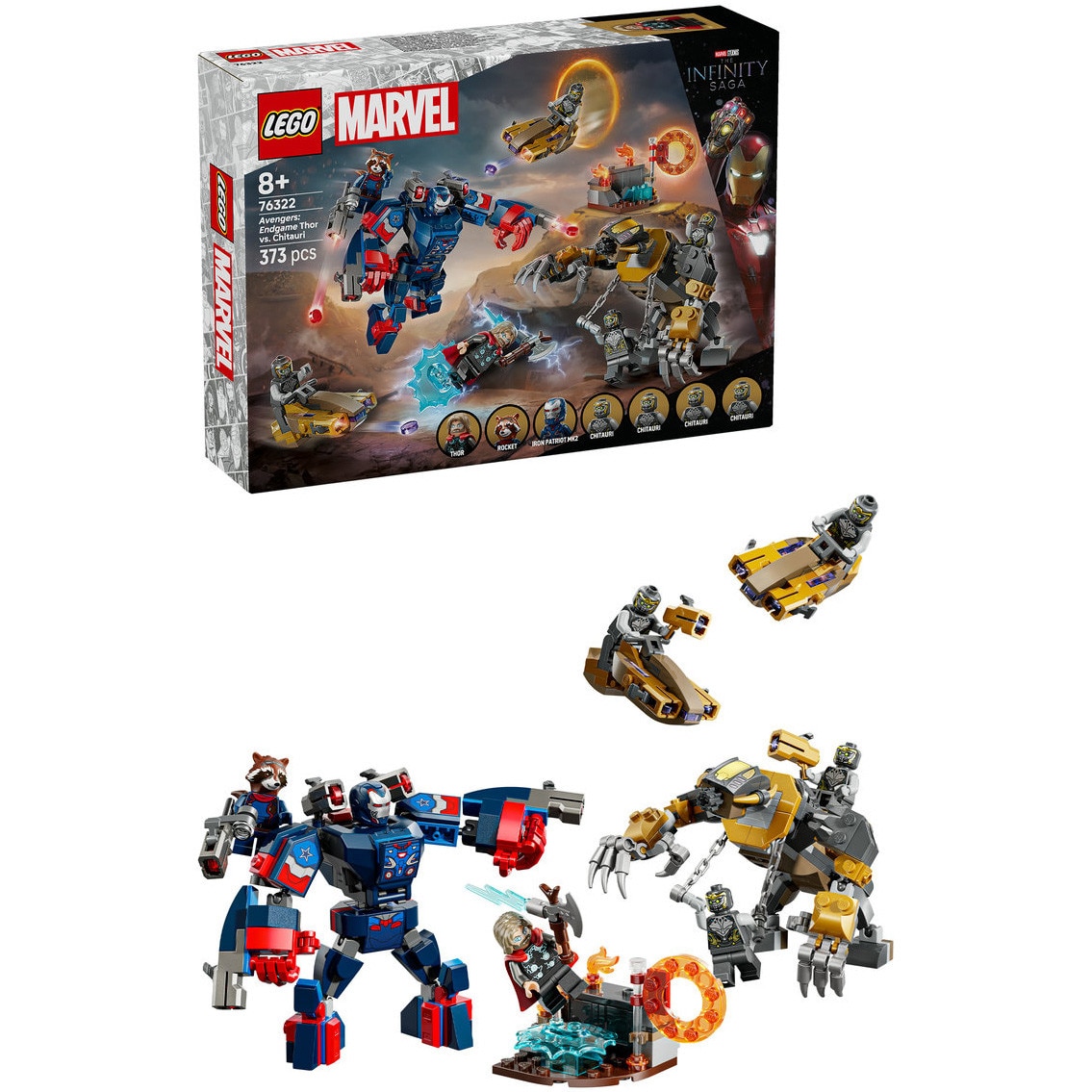 LEGO® Marvel - Thor vs Chitauri din Razbunatorii: Sfarsitul jocului 76322, 373 piese