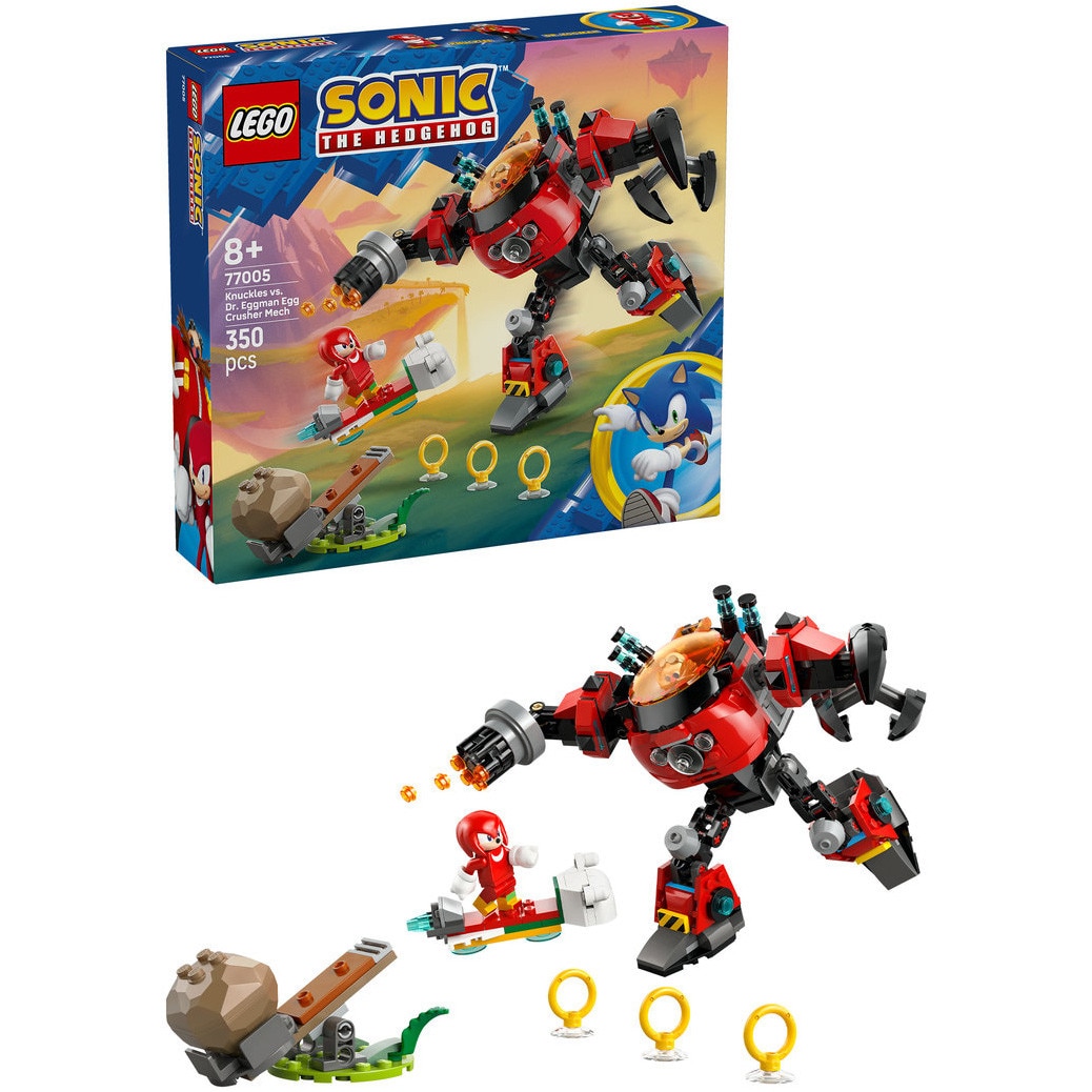 LEGO® Sonic The Hedgehog™ - Knuckles vs. Dr. Eggman si robotul Egg Crusher 77005, 350 piese