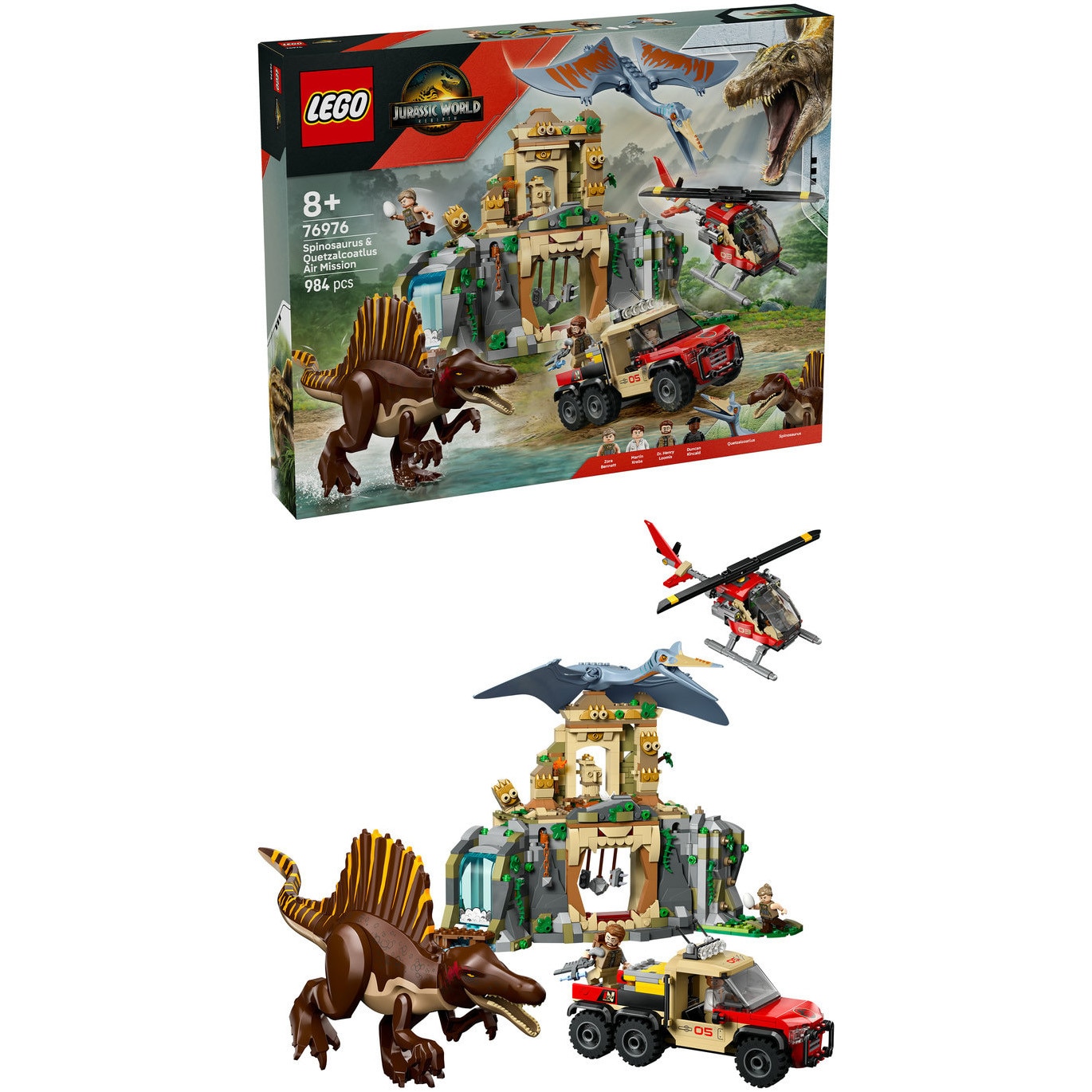 LEGO® Jurassic World - Misiune aeriana cu Spinosaurus si Quetzalcoatlus 76976, 984 piese