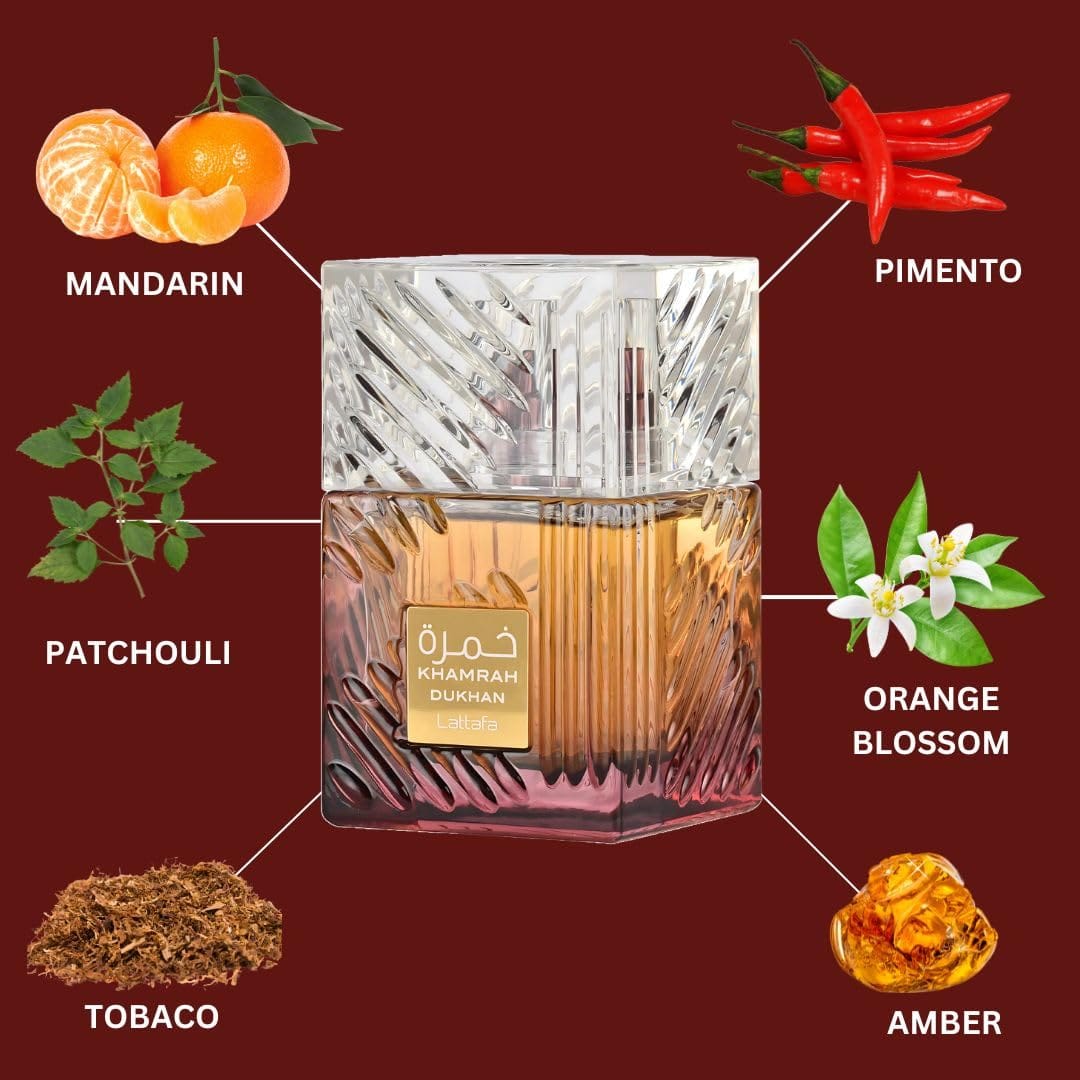 Set Apa de parfum Khamrah Dukhan, Lattafa, Unisex, 100ml, Breloc