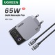 Ugreen telefon töltőadapter, 65W GaN, 1xUSB-A, 2xUSB-C, szürke