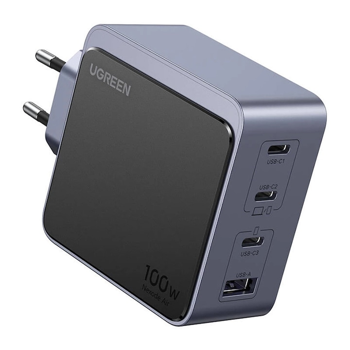 2x Type-C GaN бързо зареждане 100W 3A PD3.0 QC4.0+ USB зарядно за стена - Ugreen Nexode S X565 (35043) - Сив
