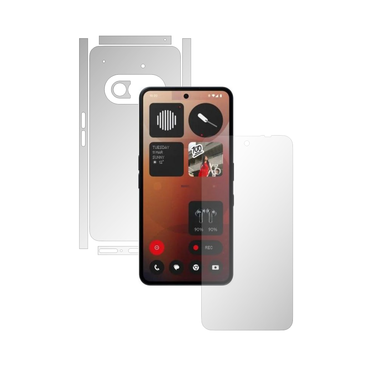 Folie de Protectie Full-Body Folie24, pentru Nothing Phone 3a, 1 Set Mate cu Acoperire Simple, Ecran + Spate, Adezive, Flexibile cu Auto Regenerare