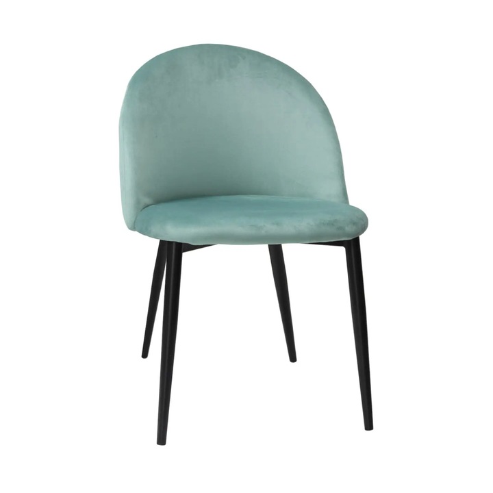 Scaun Bella Verde Aqua, material textil, picioare metalice negre, 78x50 cm