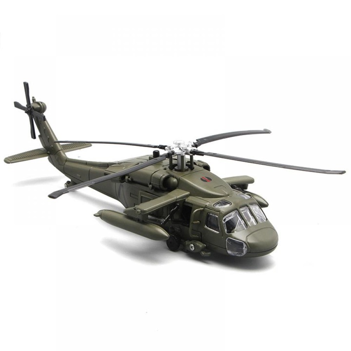 Модел на военен хеликоптер F64-3 Black Eagle, алуминий, детайлен дизайн, 30x15x10 см