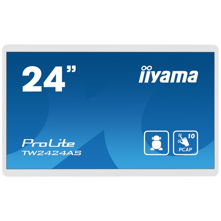 iiyama ProLite 23,8" TW2424AS-W1 IPS LED monitor, Full HD 1920 x 1080, HDMI, hangszórók, fehér érintőképernyő