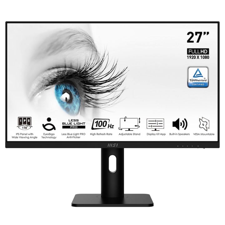 MSI PRO 27" MP273AP IPS LED monitor, Full HD 1920 x 1080, VGA, HDMI, DisplayPort, hangszórók, Pivot fekete