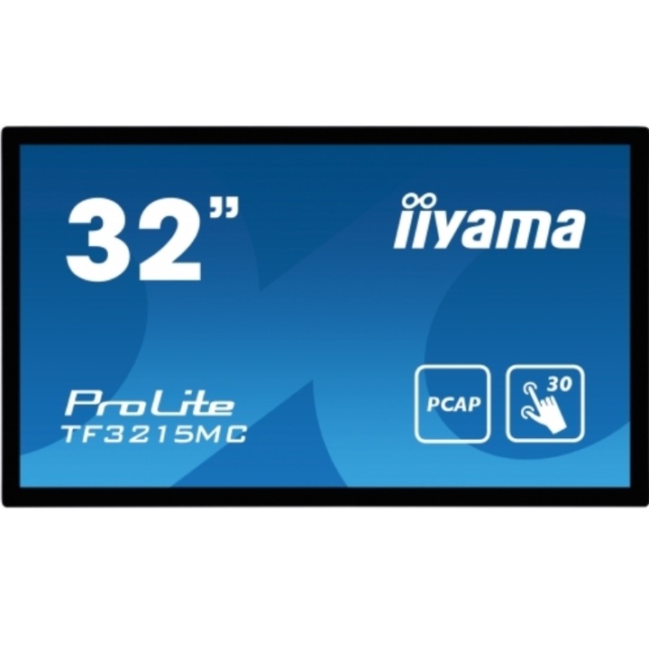 Iiyama 31.5" TF3215MC-B2AG VA LED monitor, Full HD 1920 x 1080, VGA, HDMI, DispayPort, Érintőképernyő, Fekete