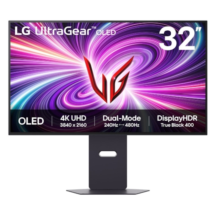 OLED Játékmonitor LG 31.5" 32GS95UV-B, UHD 3840 x 2160, HDMI, DisplayPort, Hangszórók, 240 Hz, 0.03 ms Fekete