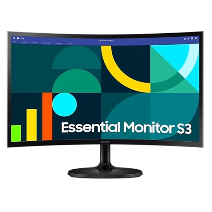 Samsung 24" LS24D364GAUXEN VA LED monitor, Full HD 1920 x 1080, VGA, HDMI, Ívelt képernyő, 100 Hz, 4 ms, fekete