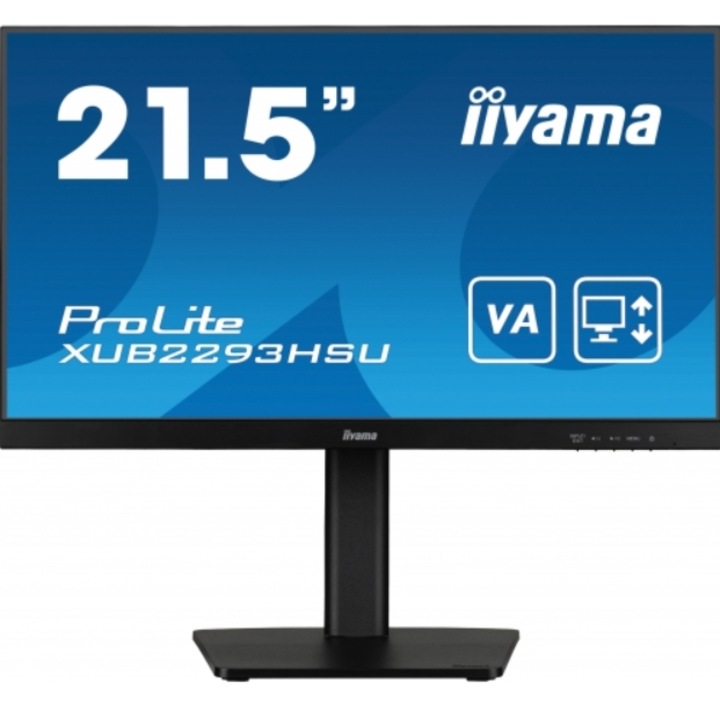Iiyama 21.5" XUB2293HSU-B7 VA LED monitor, Full HD 1920 x 1080, HDMI, DisplayPort, Hangszórók, 100 Hz, 1 ms Fekete