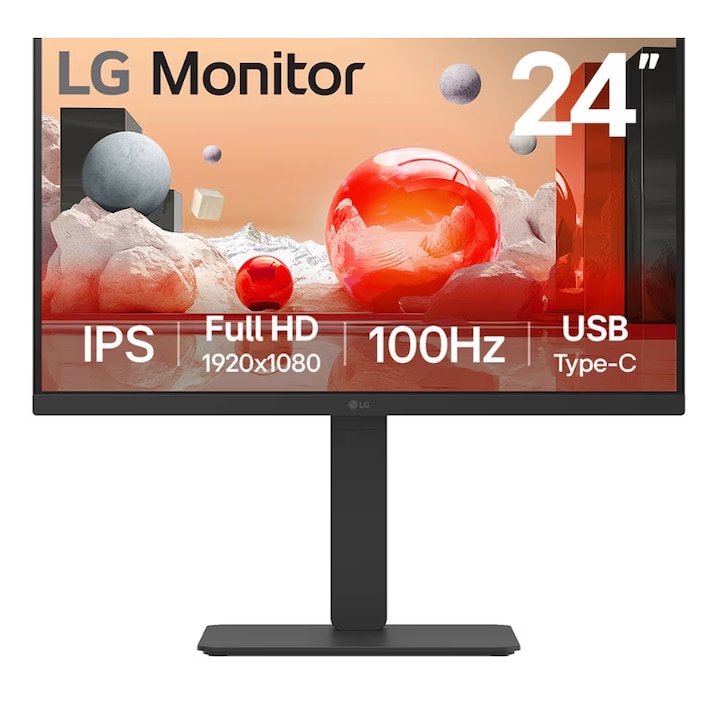 LG 23,8" 24BA750-B IPS LED monitor, Full HD 1920 x 1080, HDMI, DisplayPort, hangszórók, Pivot fekete