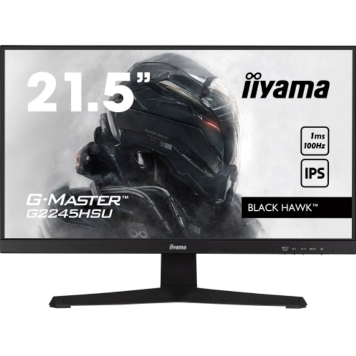 Iiyama 21.5" G2245HSU-B2 gamer monitor IPS LED, Full HD 1920 x 1080, HDMI, DisplayPort, hangszórók, 100 Hz, 1 ms fekete