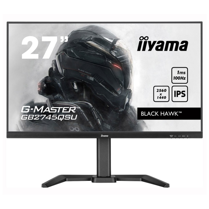 Iiyama 27" GB2745QSU-B2 gamer monitor IPS LED, QHD 2560 x 1440, HDMI, DisplayPort, hangszórók, Pivot, 100 Hz, 1 ms fekete
