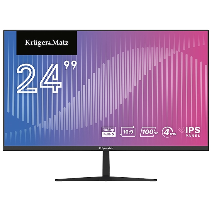 Kruger&Matz 24" KM9901-MT24 IPS LED monitor, Full HD 1920 x 1080, HDMI, DisplayPort, hangszórók, 100 Hz, fekete