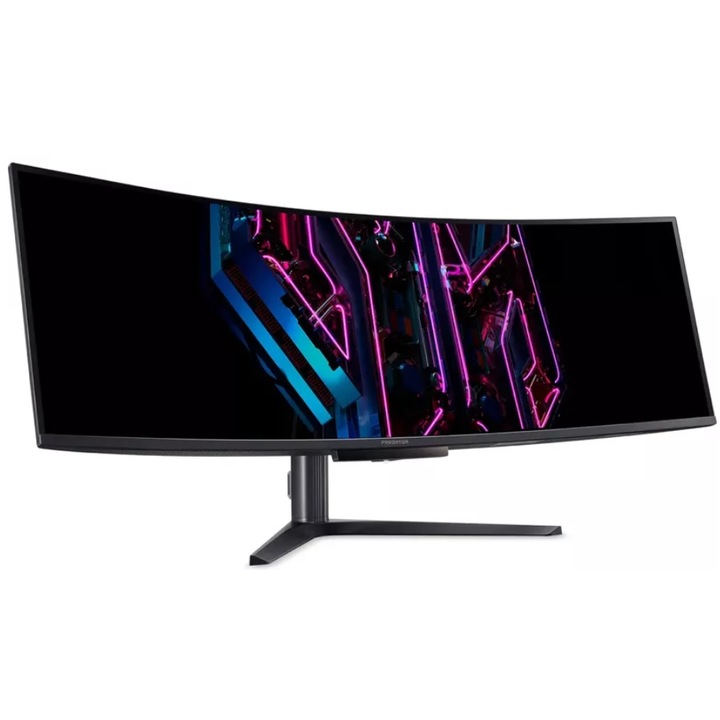 Acer X49XBMIPPHUZX gamer monitor, 49" OLED, DQHD 5120 x 1440, HDMI, DisplayPort, Ívelt képernyő, hangszórók, 240 Hz, fekete