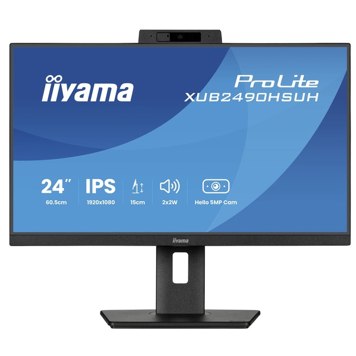 Iiyama 23,8" XUB2490HSUH-B2 IPS LED monitor, Full HD 1920 x 1080, HDMI, DisplayPort, hangszórók, Pivot, 100 Hz, 4 ms fekete