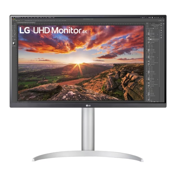 LG 24" 27UP850K-W IPS LED monitor, UHD 3840 x 2160, HDMI, DipslayPort, Pivot, hangszórók, fehér/ezüst