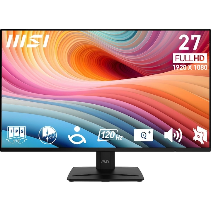MSI 27"-os PRO MP271A E2 IPS LED monitor, FullD 1920 x 1080, VGA, HDMI, DisplayPort, hangszórók, 120 Hz, 1 ms Fekete