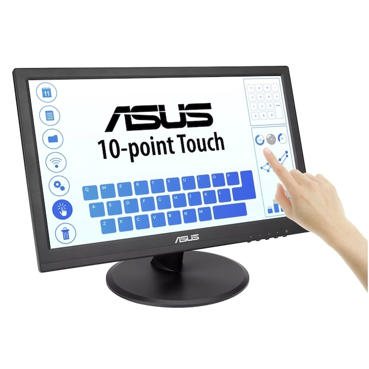 Monitor IPS LED ASUS 15.6" VT169HE, Full HD 1920 x 1080, VGA, HDMI, Touchscreen Negru