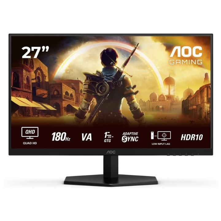 Монитор AOC Q27G42XNE, 27" Fast VA WLED, 2560x1440@180Hz, 1ms GtG, 0.5ms MPRT, 300cd m/2, 5000:1, 80M:1 DCR, Adaptive Sync, FlickerFree, Low Blue Light, 2Wx2, Tilt, 2xHDMI, DP Q27G42XNE
