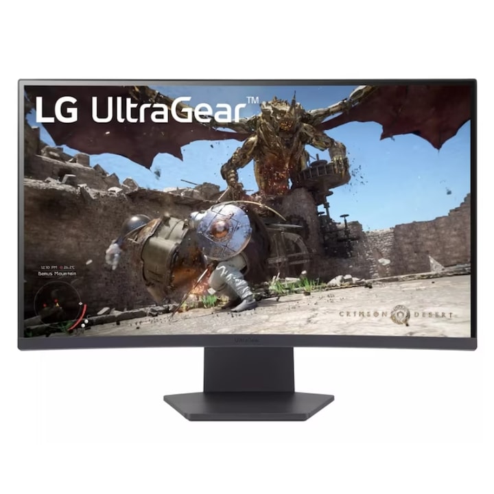 LG 27" 27GS60QC-B gamer monitor VA LED, QHD 2560 x 1440, HDMI, DisplayPort, Ívelt képernyő, 180 Hz, 1 ms, fekete