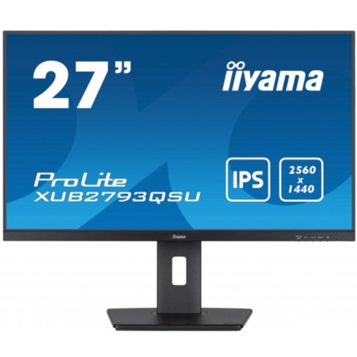 Iiyama 27" XUB2793QSU-B7 IPS LED monitor, QHD 2560 x 1440, HDMI, DispalyPort, hangszórók, Pivot, 100 Hz, 1 ms fekete