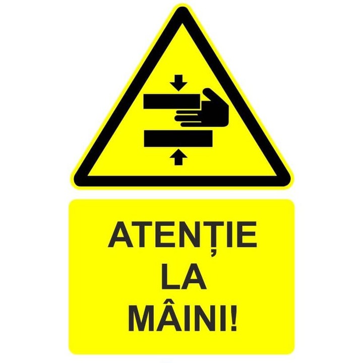 Indicator Atentie la maini indicator de avertizare, Sticker autocolant, Cri-Flo, Dimensiune A5 21x15 cm