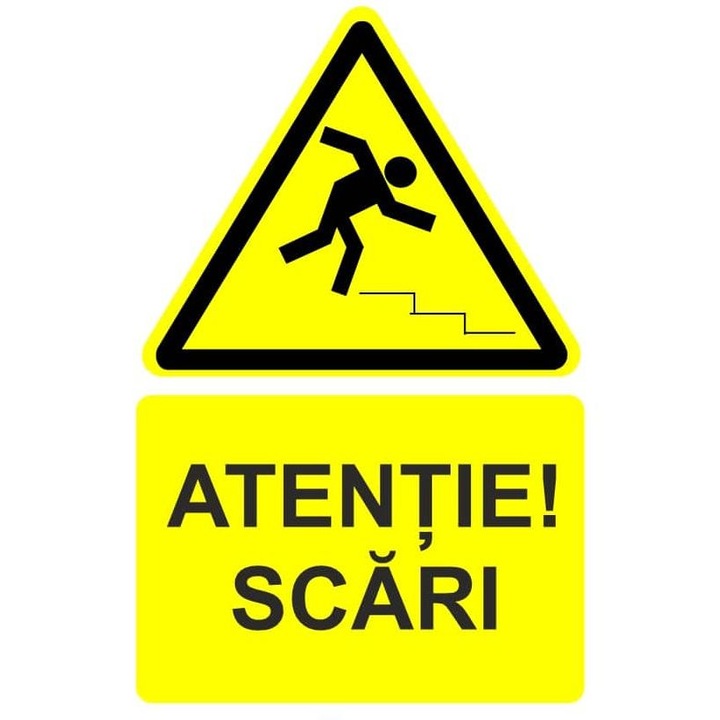 Indicator Atentie scari indicator de avertizare, Sticker autocolant, Cri-Flo, Dimensiune A5 21x15 cm