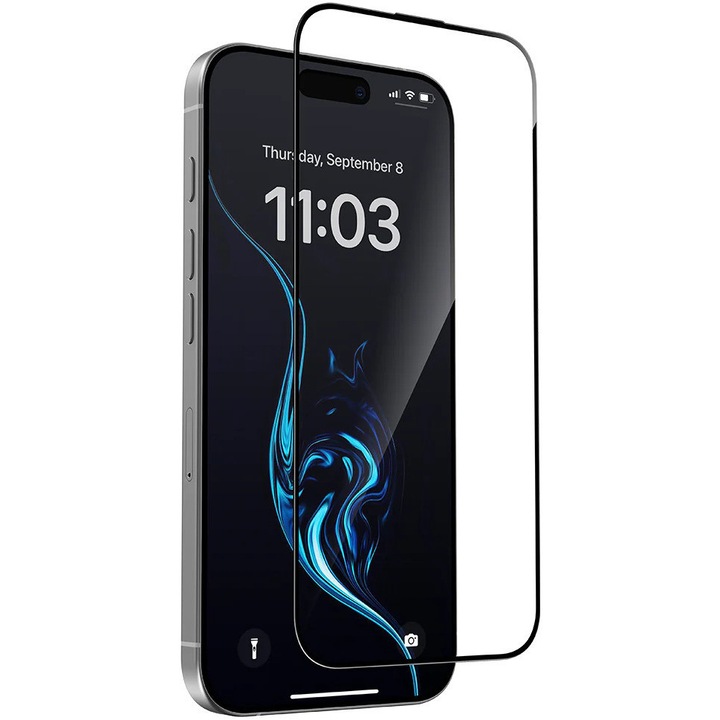 Sunix 6D Full Glue протектор за екран за iPhone 15 Pro Max, със заоблени ръбове, дебелина 2.6 мм