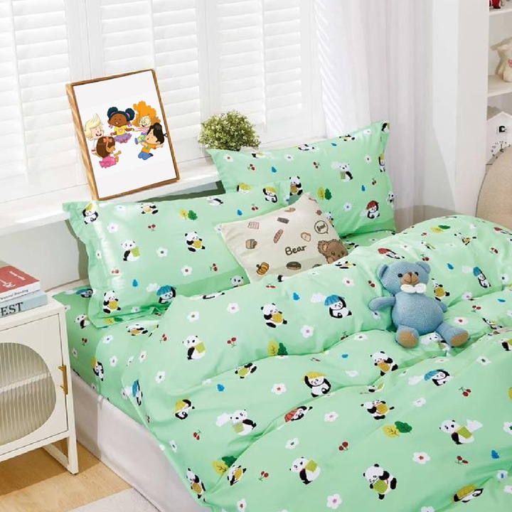 Szuper kétszemélyes ágynemű négyzet alakú párnahuzattal, Maoxiong, ranforce pamut, anyagvastagság 120 g/nm, többszínű