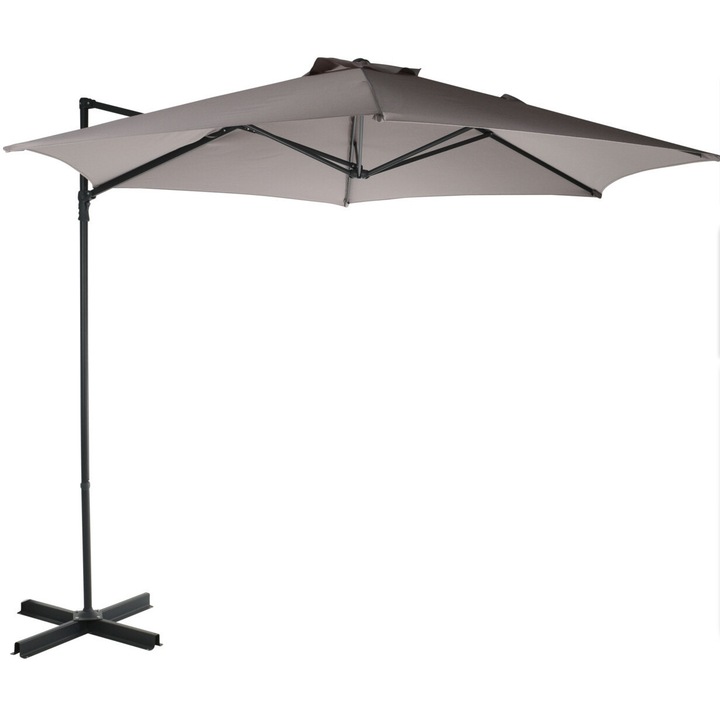 Umbrela de gradina suspendata tip cantilever, patrata, 300x300 cm, bej taupe