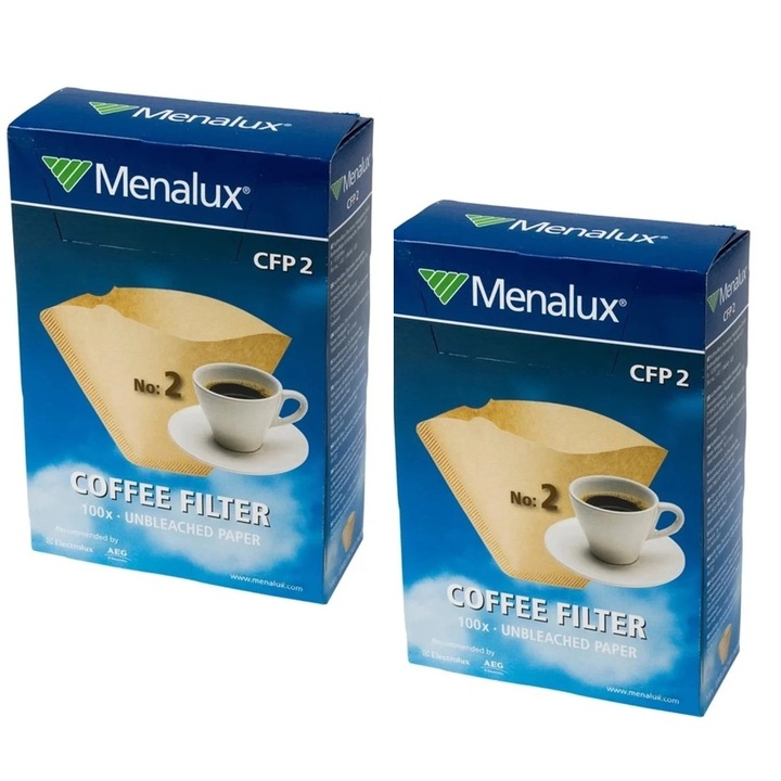 Set 2 pachete filtre de cafea Menalux, numarul 2, 200 buc