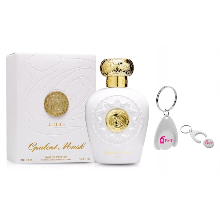 Set Apa de parfum cu Breloc Personalizat "PMD", Lattafa, Opulent Musk, 100ml