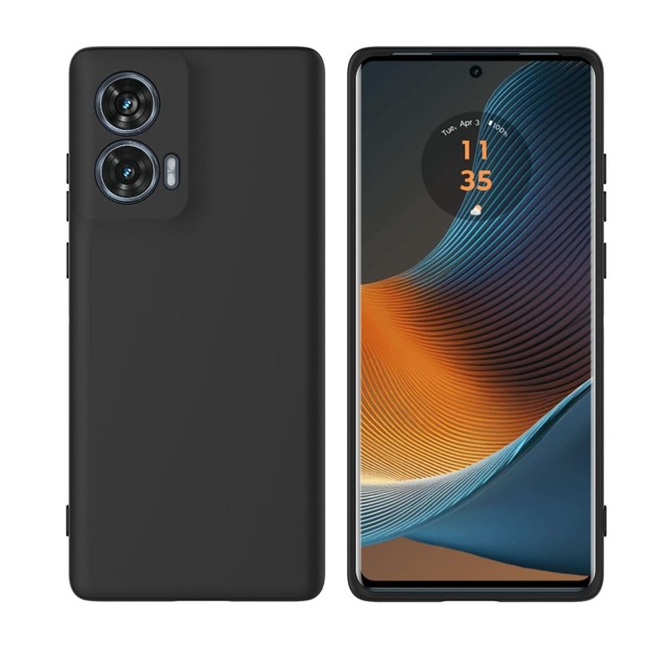 Motorola Edge 50 Fusion kompatibilis telefontok, puha prémium szilikon, ütésálló, kameravédelem, mikroszálas belső (bársony), kiemelt szélek a képernyő védelméért, fekete