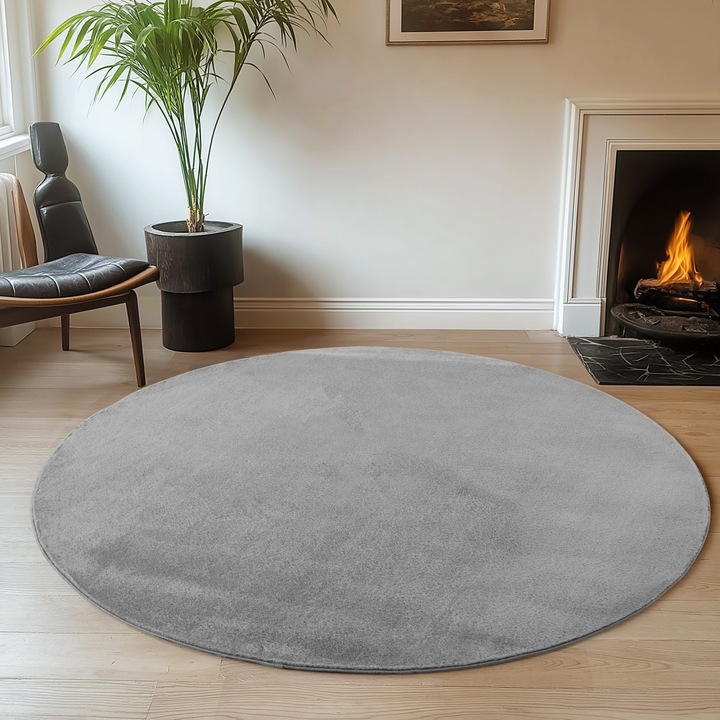 Килим Joy, сив, кръгъл, D80 см