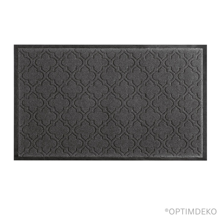 Bejárati szőnyeg, nedvszívó, csúszásgátló, modern mintával, szürke, ®OPTIMDEKO