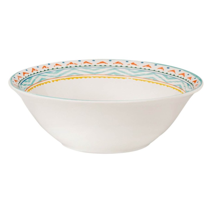 Bol din portelan model aztec colorat 450ml