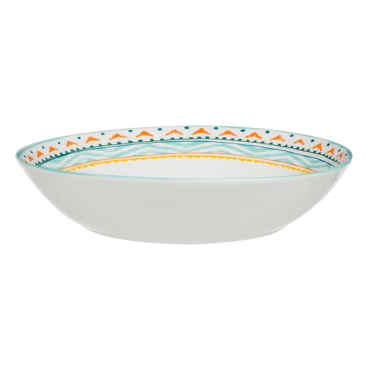 Színes Azték mintás porcelán mélytányér 750ml