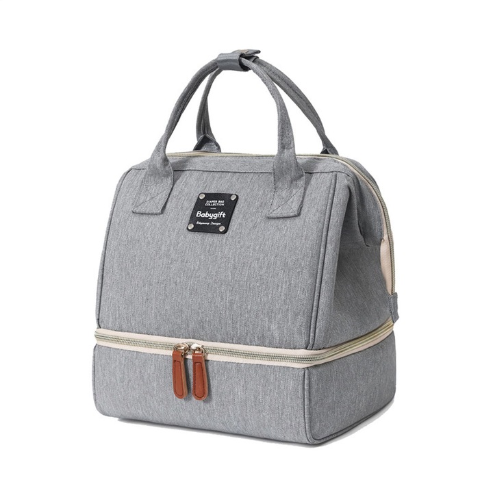 Rucsac multifunctional pentru pastrarea laptelui, gri/negru, 25x28x6cm, set termic